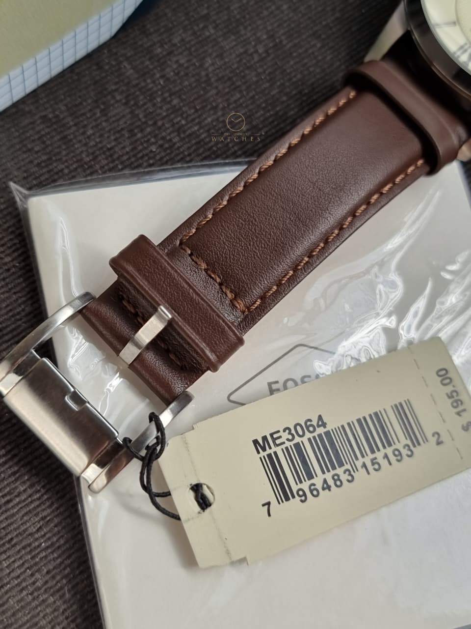 Fossil Men’s Automatic Leather Strap Cream Dial 44mm Watch ME3064