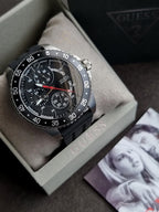 Guess Men’s Quartz Black Silicone Strap Black Dial 46mm Watch W0798G1