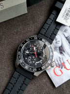 Guess Men’s Quartz Black Silicone Strap Black Dial 46mm Watch W0798G1