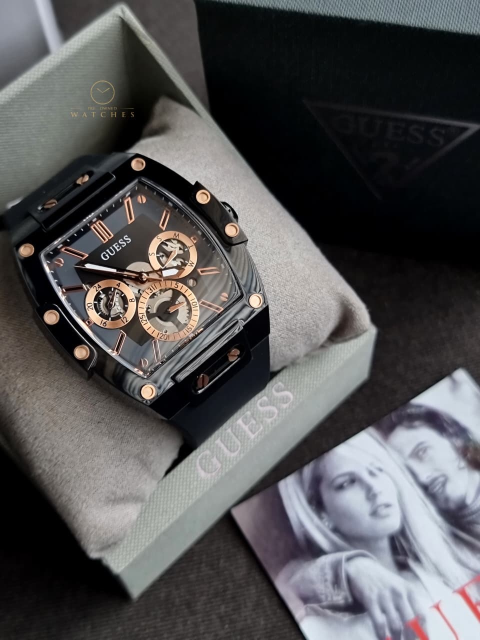 Guess Men’s Quartz Black Silicone Strap Black Dial 43mm Watch GW0203G8