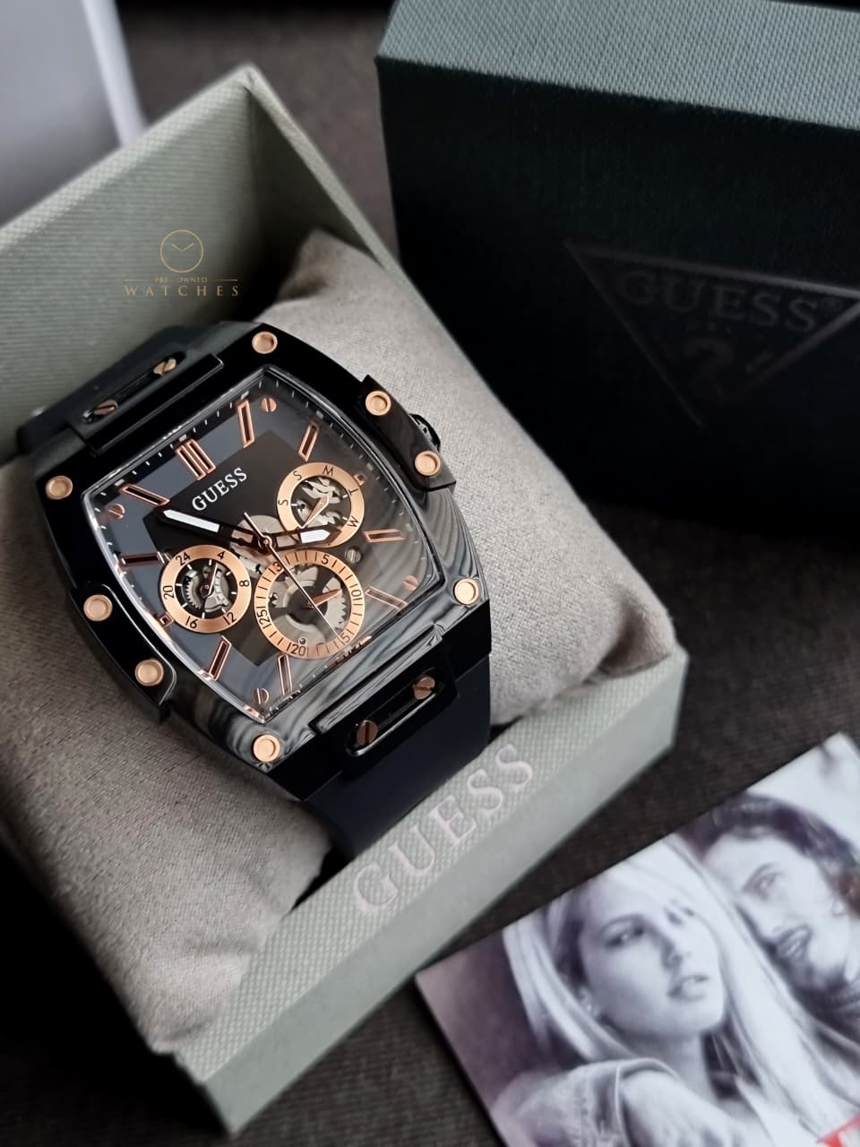 Guess Men’s Quartz Black Silicone Strap Black Dial 43mm Watch GW0203G8