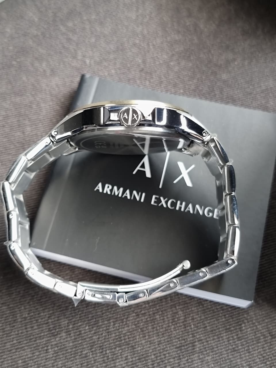 A｜X Armani Exchange Men's Three-Hand Date Silver and Gold Two-Tone Stainless Steel Bracelet Watch AX2453