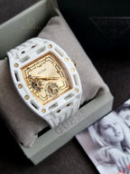 Guess Phoenix White Silicone Strap Gold Dial Quartz Watch for Gents - GW0499G5