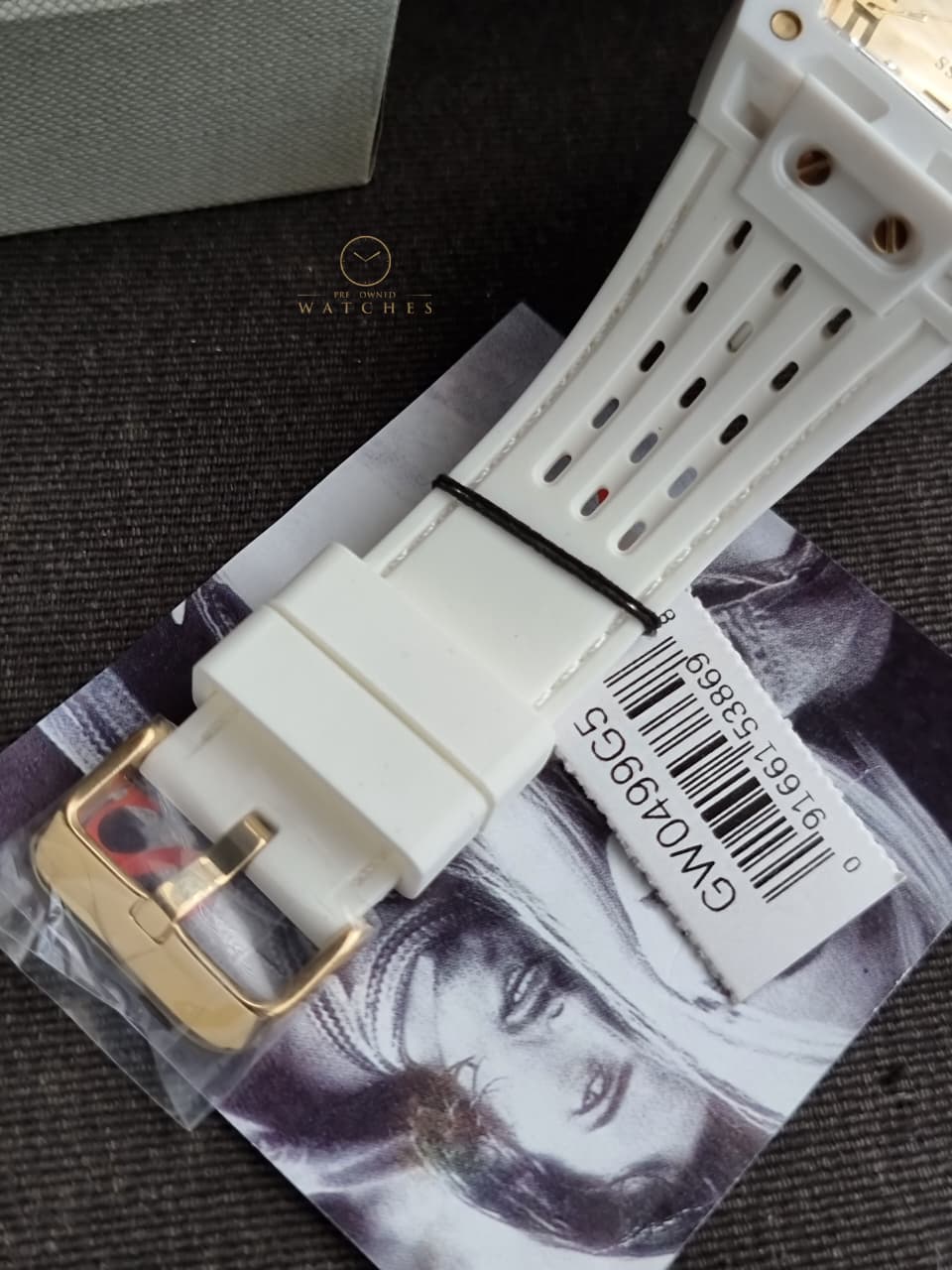 Guess Phoenix White Silicone Strap Gold Dial Quartz Watch for Gents - GW0499G5
