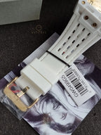 Guess Phoenix White Silicone Strap Gold Dial Quartz Watch for Gents - GW0499G5