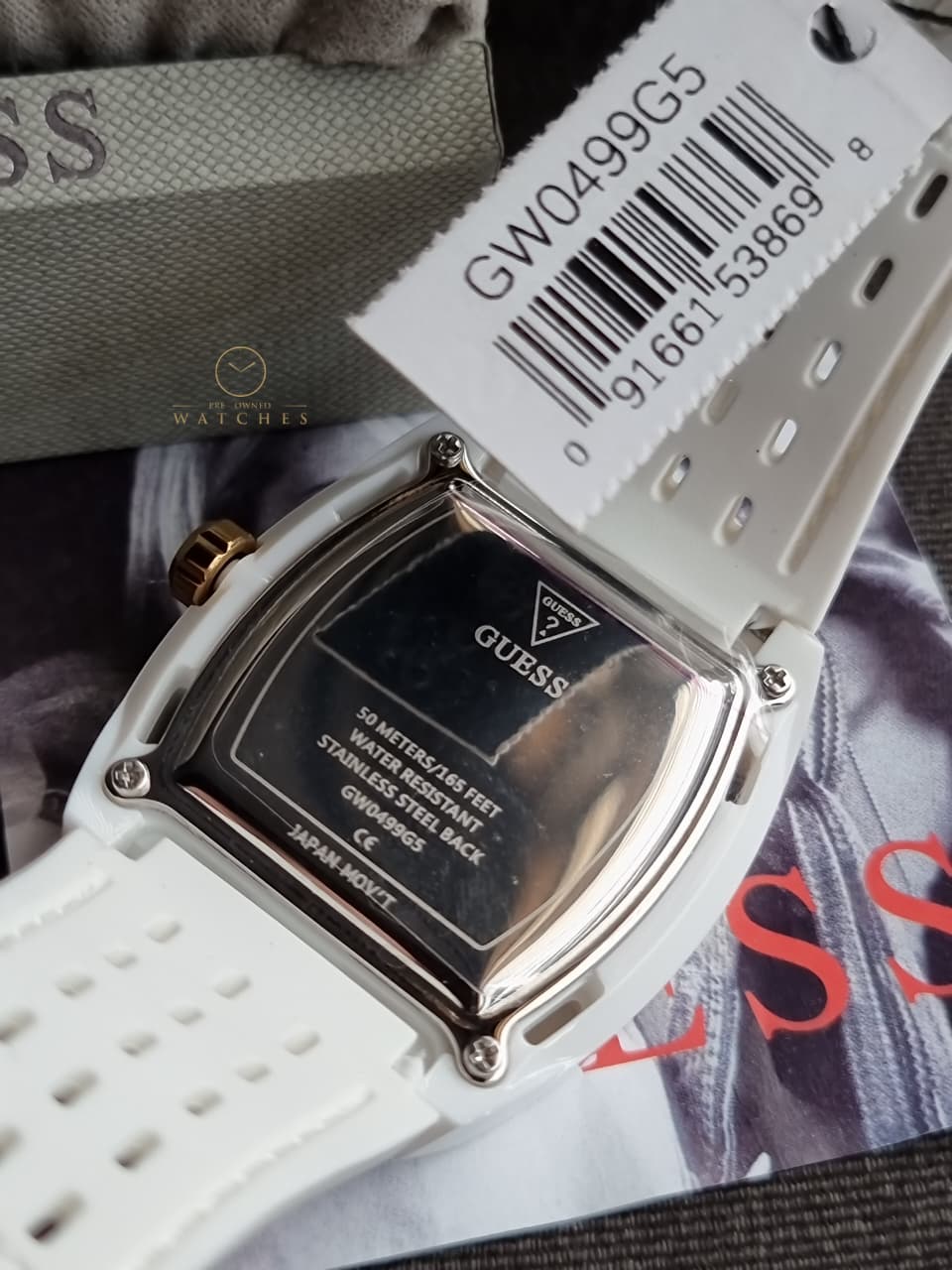 Guess Phoenix White Silicone Strap Gold Dial Quartz Watch for Gents - GW0499G5