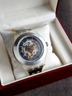 Swatch 41mm Black Dial Yellow And Black Plastic Strap Automatic Watch