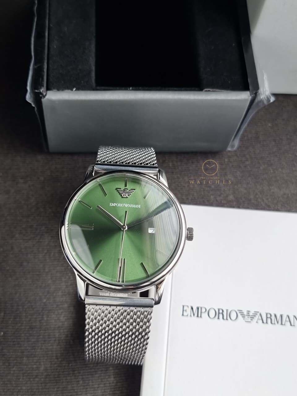 EMPORIO ARMANI Minimalist Quartz Green Dial Men's Watch Item No. AR11578