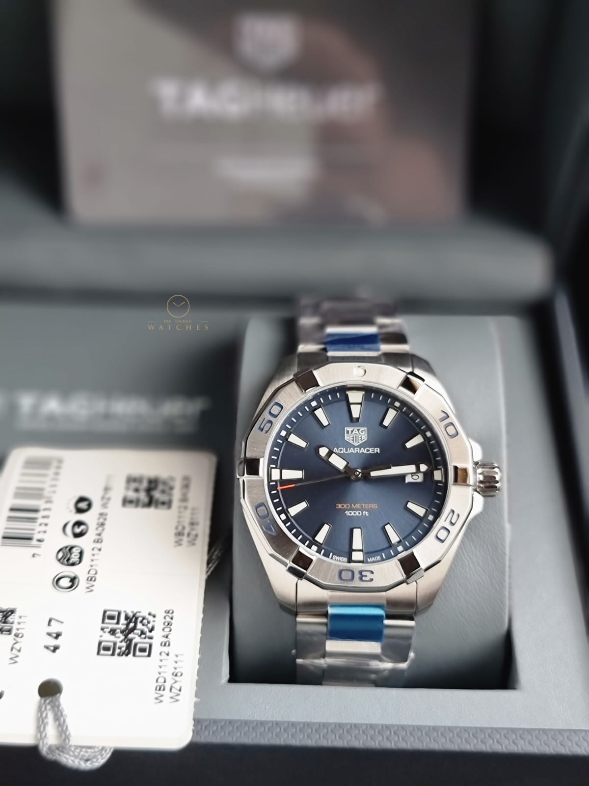 Tag Heuer Aquaracer Silver Stainless Steel Blue Dial Quartz Watch for Gents - WBD1112.BA0928