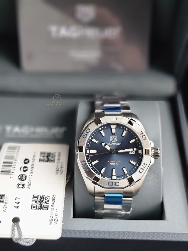 Tag Heuer Aquaracer Silver Stainless Steel Blue Dial Quartz Watch for Gents - WBD1112.BA0928 Main Image