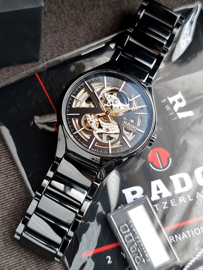 RADO True Automatic Open Heart Black/Skeleton Dial Men's High-Tech Ceramic Watch Item No. R27100162 Main Image