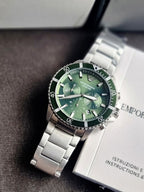 Emporio Armani Men’s Quartz Silver Stainless Steel Green Dial 43mm Watch AR11500