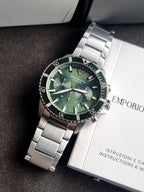 Emporio Armani Men’s Quartz Silver Stainless Steel Green Dial 43mm Watch AR11500