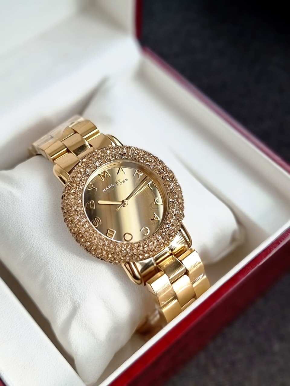 Marc Jacobs Ladies Marci Crystal Gold Watch mbm3191