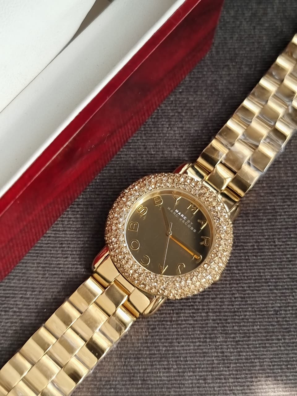 Marc Jacobs Ladies Marci Crystal Gold Watch mbm3191