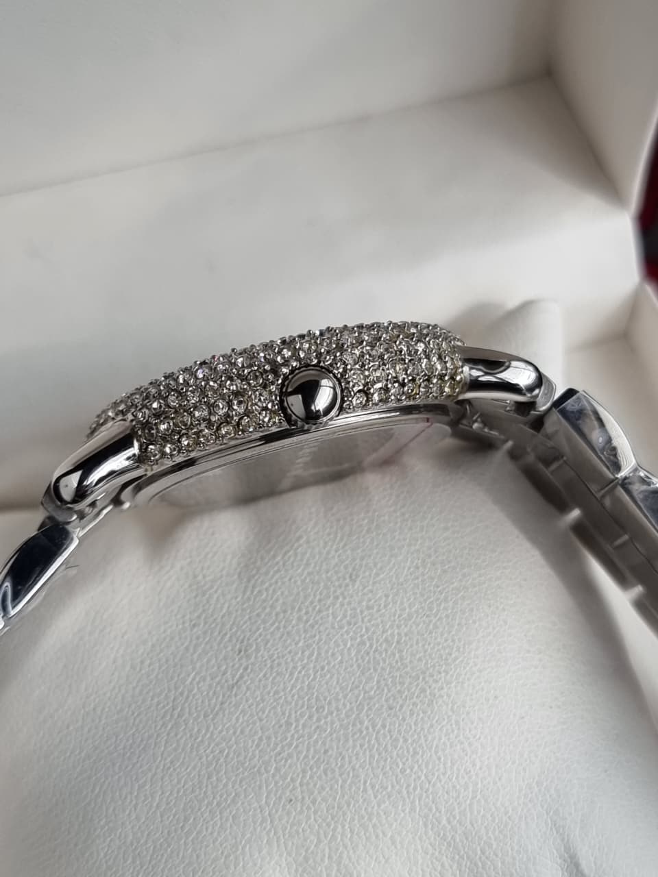 Marc Jacobs Ladies Marci Crystal Silver Watch mbm3190