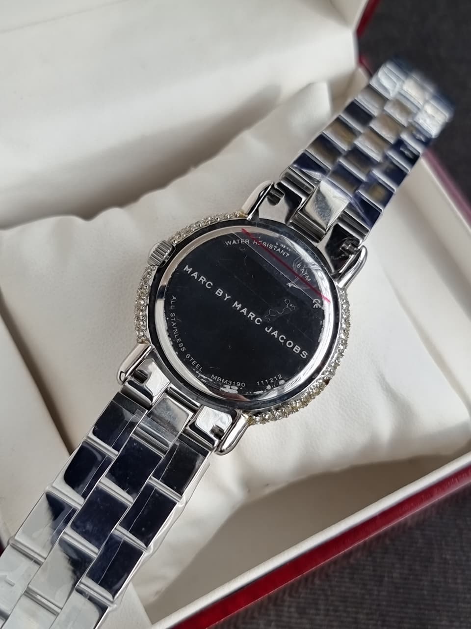 Marc Jacobs Ladies Marci Crystal Silver Watch mbm3190