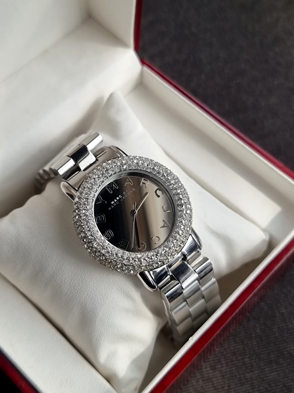 Marc Jacobs Ladies Marci Crystal Silver Watch mbm3190