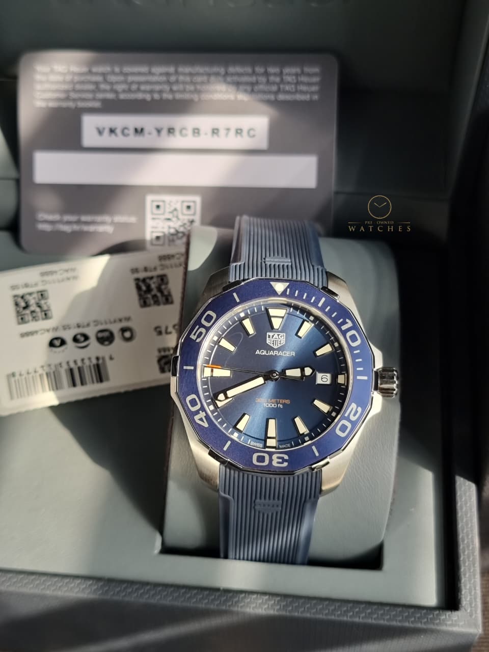 Tag Heuer Aquaracer Blue Rubber Blue Dial Quartz Watch for Gents - WAY111CFT6155