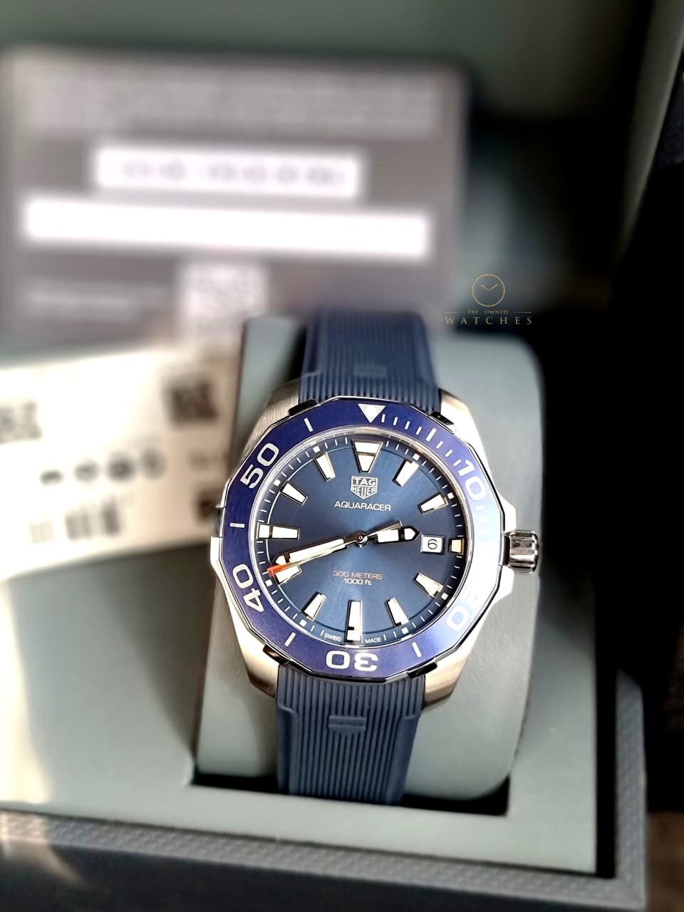 Tag Heuer Aquaracer Blue Rubber Blue Dial Quartz Watch for Gents - WAY111CFT6155
