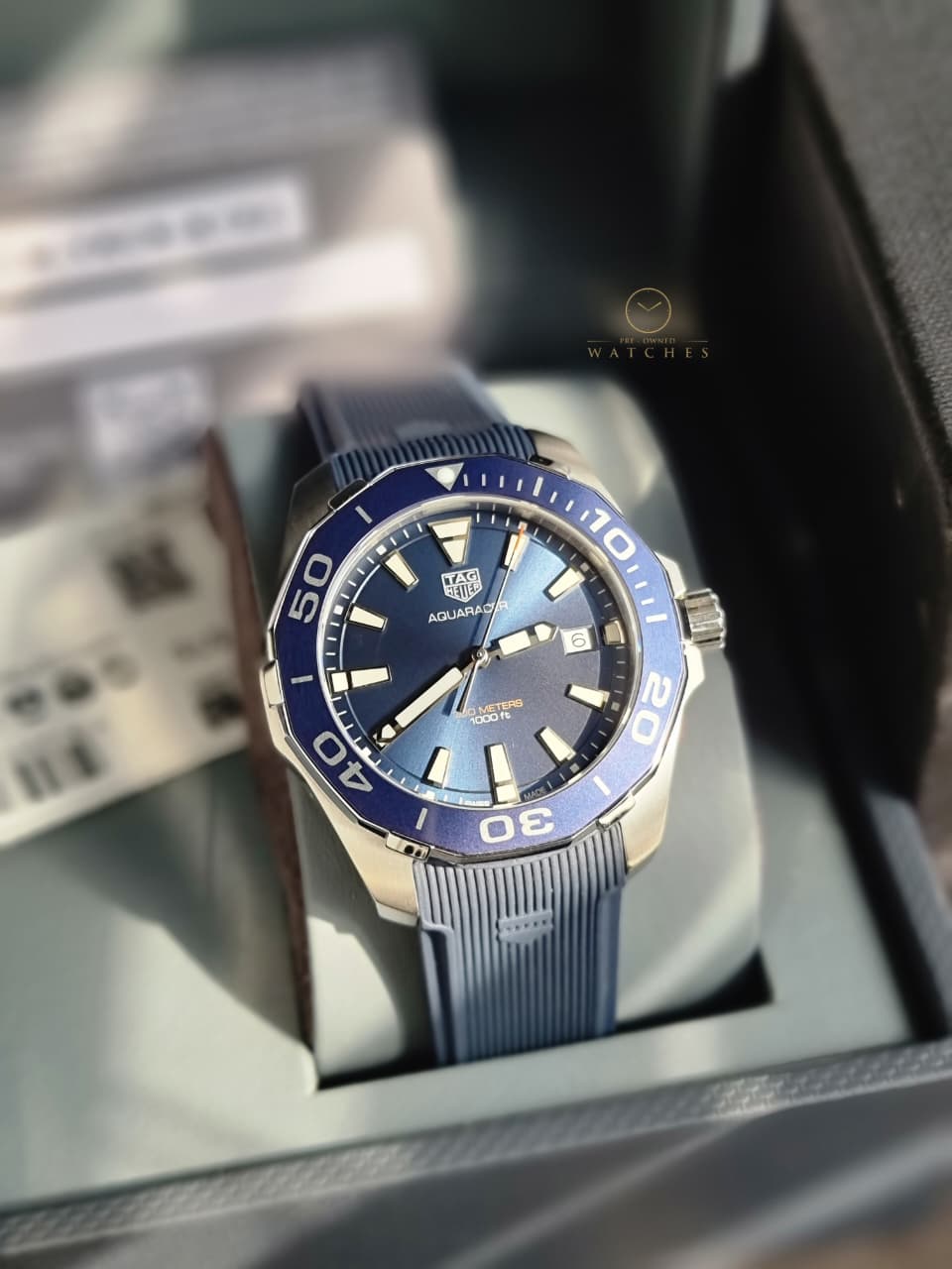 Tag Heuer Aquaracer Blue Rubber Blue Dial Quartz Watch for Gents - WAY111CFT6155