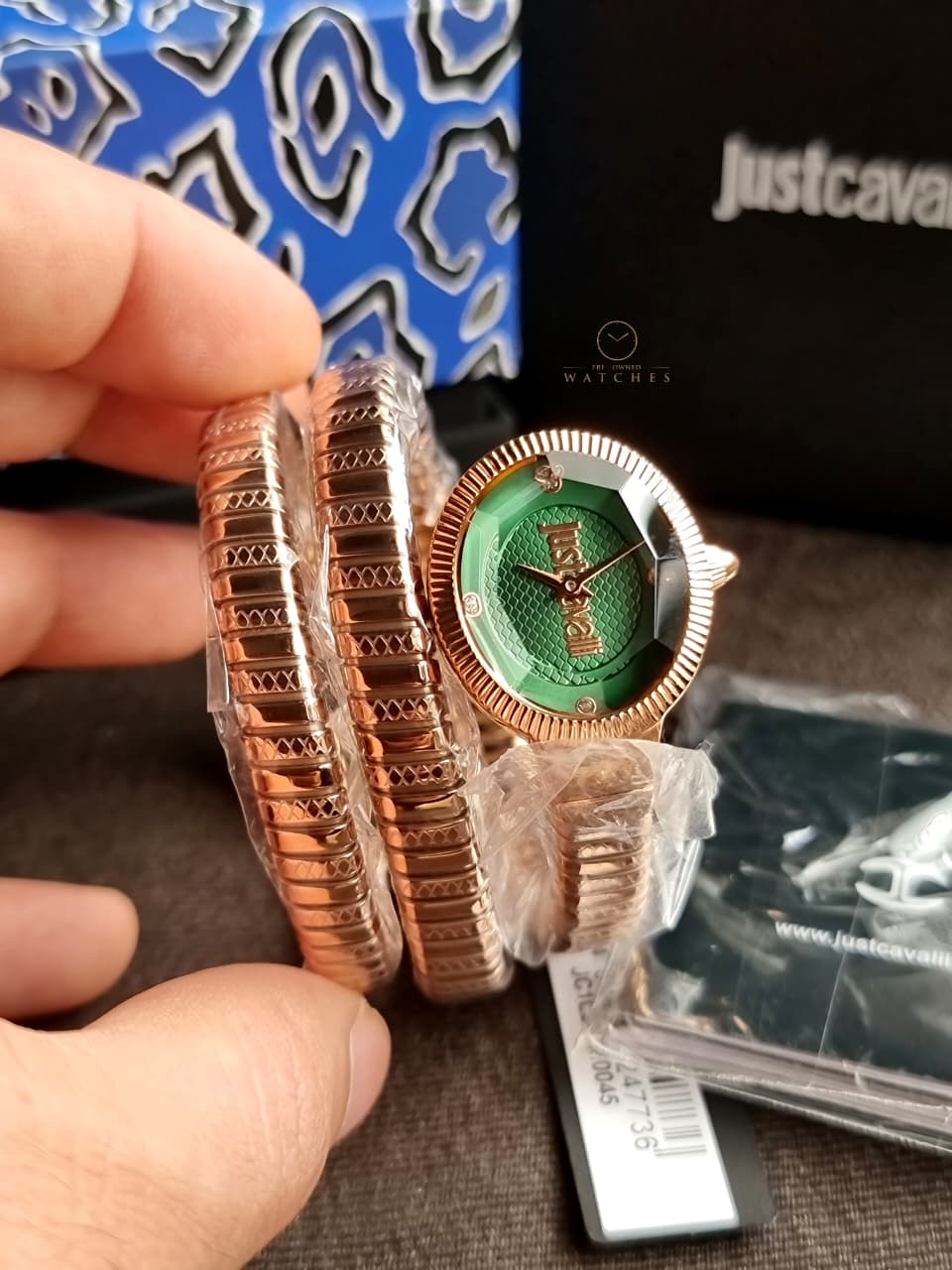 JUST CAVALLI After Party Snake Quartz Green Dial Ladies Watch Item No. JC1L269M0045