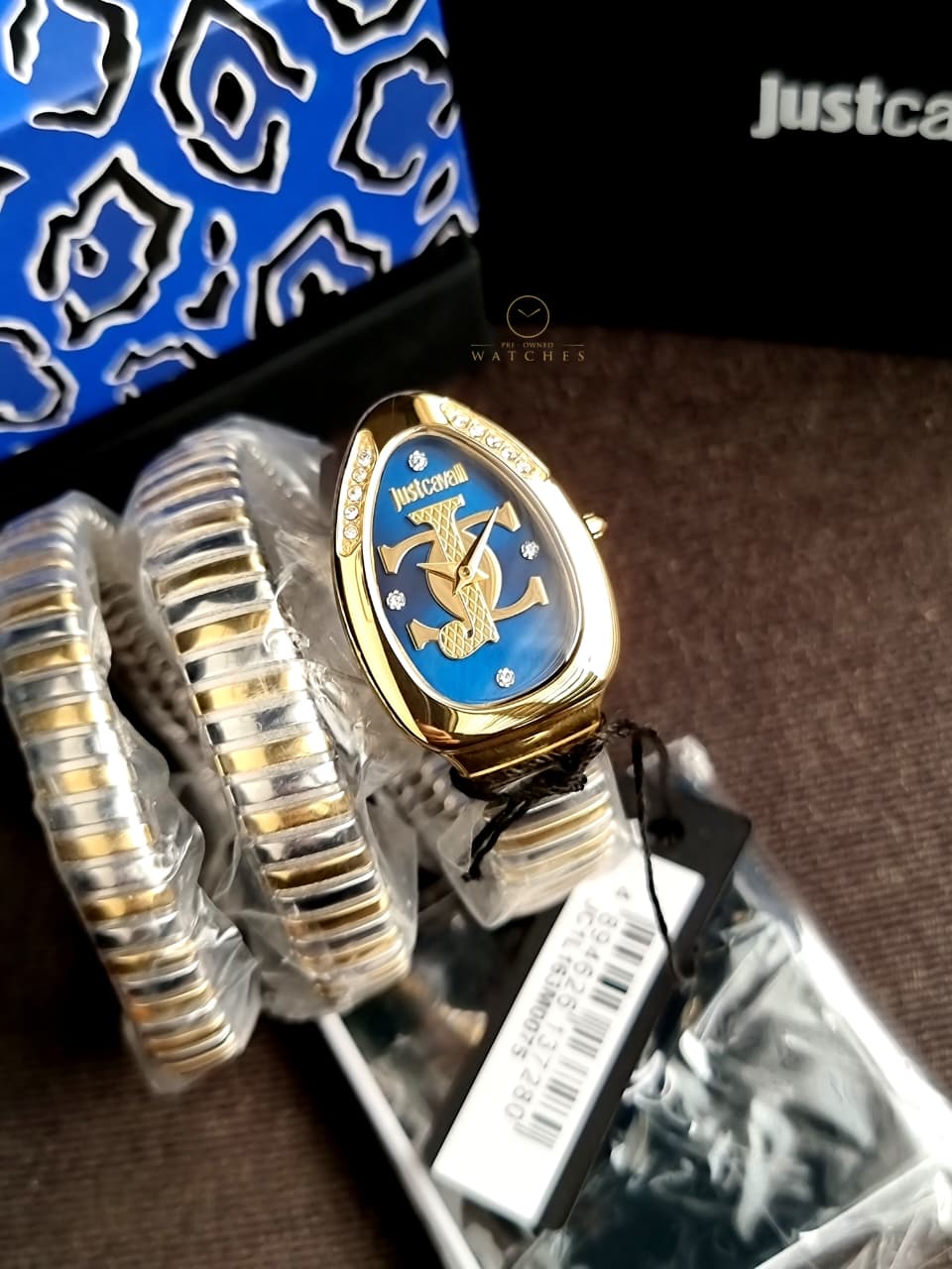 JUST CAVALLI  Signature Snake Quartz Blue Dial Women's Watch SKU: JC1L228M007