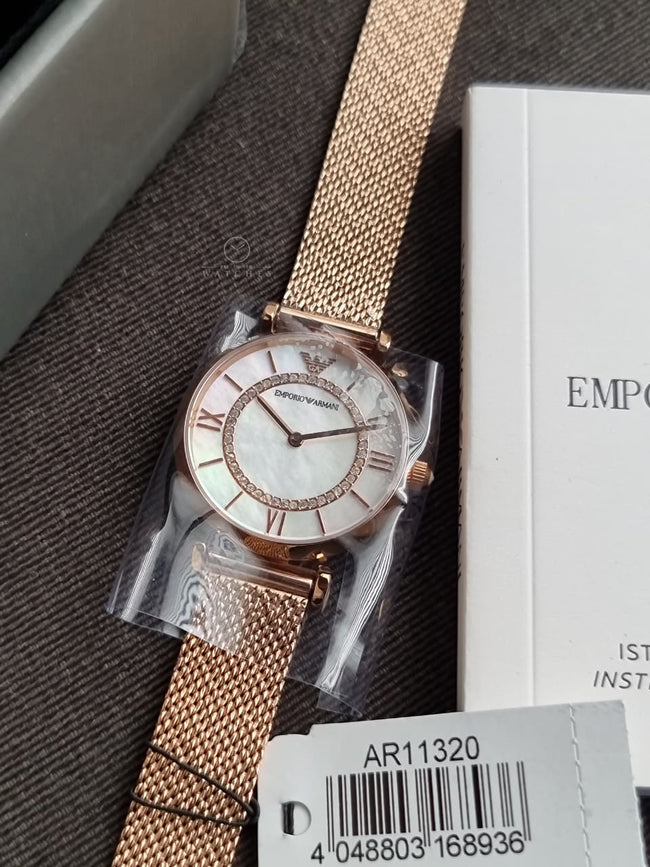 Emporio Armani Women’s Analog Stainless Steel Mother of Pearl Dial 32mm Watch AR11320 Hover Image