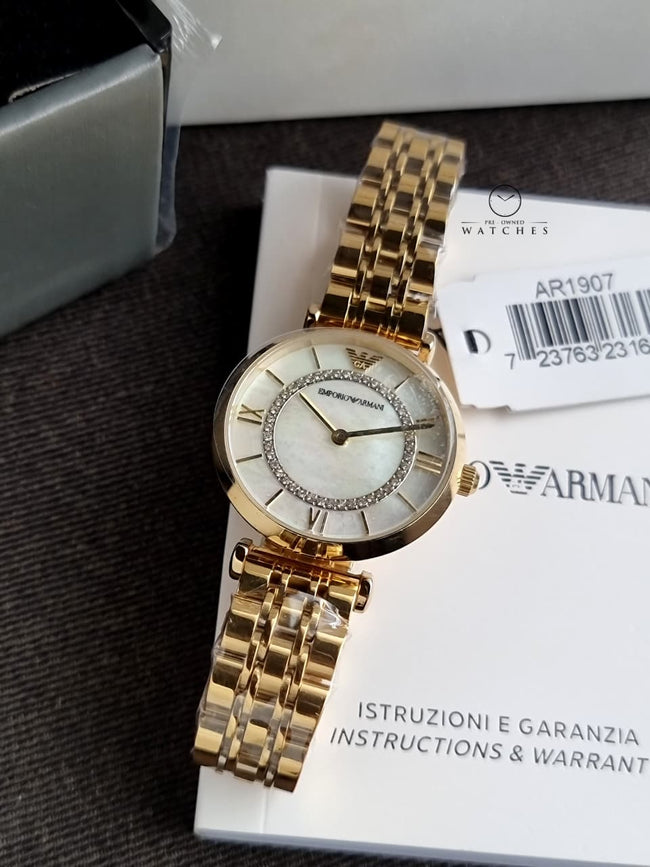 Emporio Armani Women’s Analog Stainless Steel Mother of Pearl Dial 32mm Watch AR1907 Hover Image