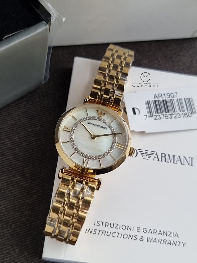 Emporio Armani Women’s Analog Stainless Steel Mother of Pearl Dial 32mm Watch AR1907 Main Image