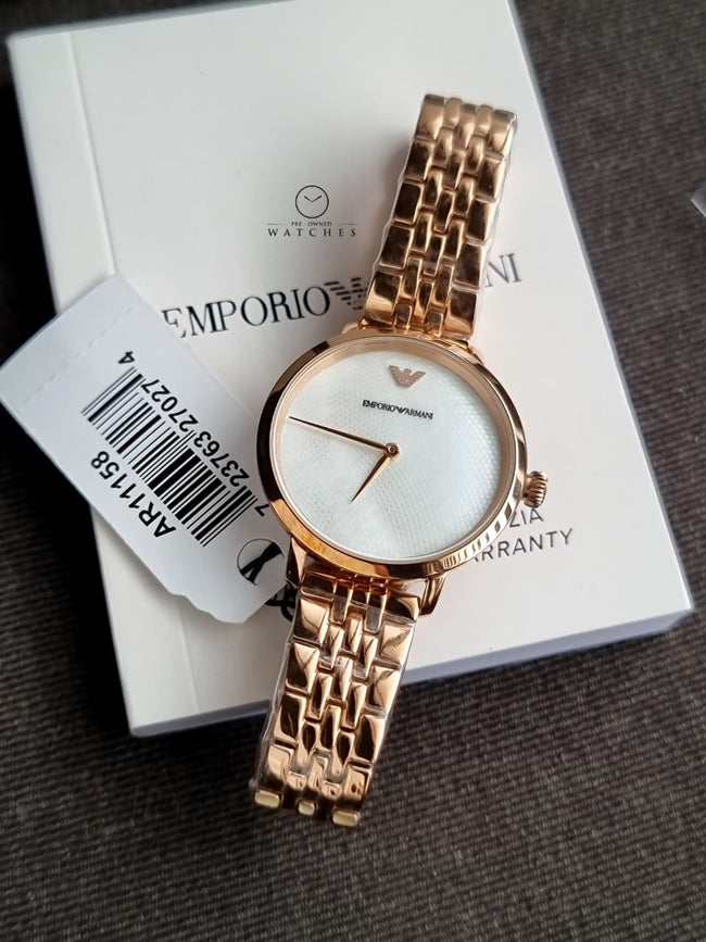 Emporio Armani Women’s Analog Stainless Steel Mother of pearl Dial 32mm Watch AR11158 Hover Image