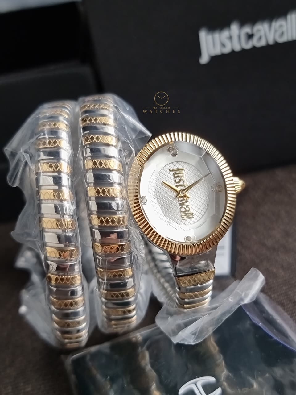 JUST CAVALLI  Signature Snake Quartz Silver Dial Women's Watch SKU: JC1L269M0055