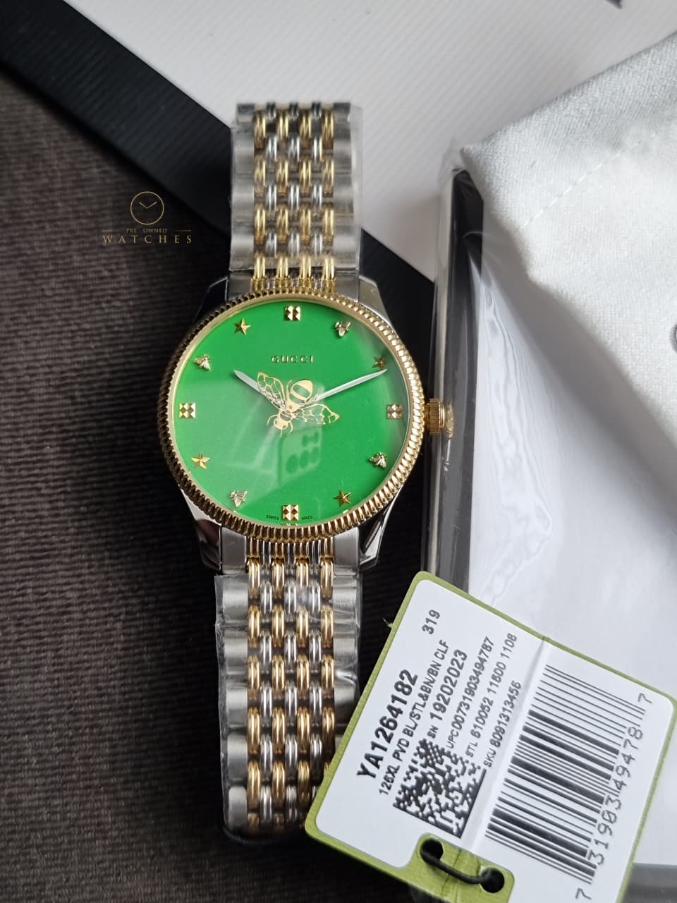 Gucci G-Timeless YA1264182 Green/Gold toned dial 36 mm steel Quartz UNISEX watch