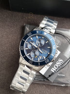 Hugo Boss Men’s Quartz Silver Stainless Steel Blue Dial 46mm Watch 1513907