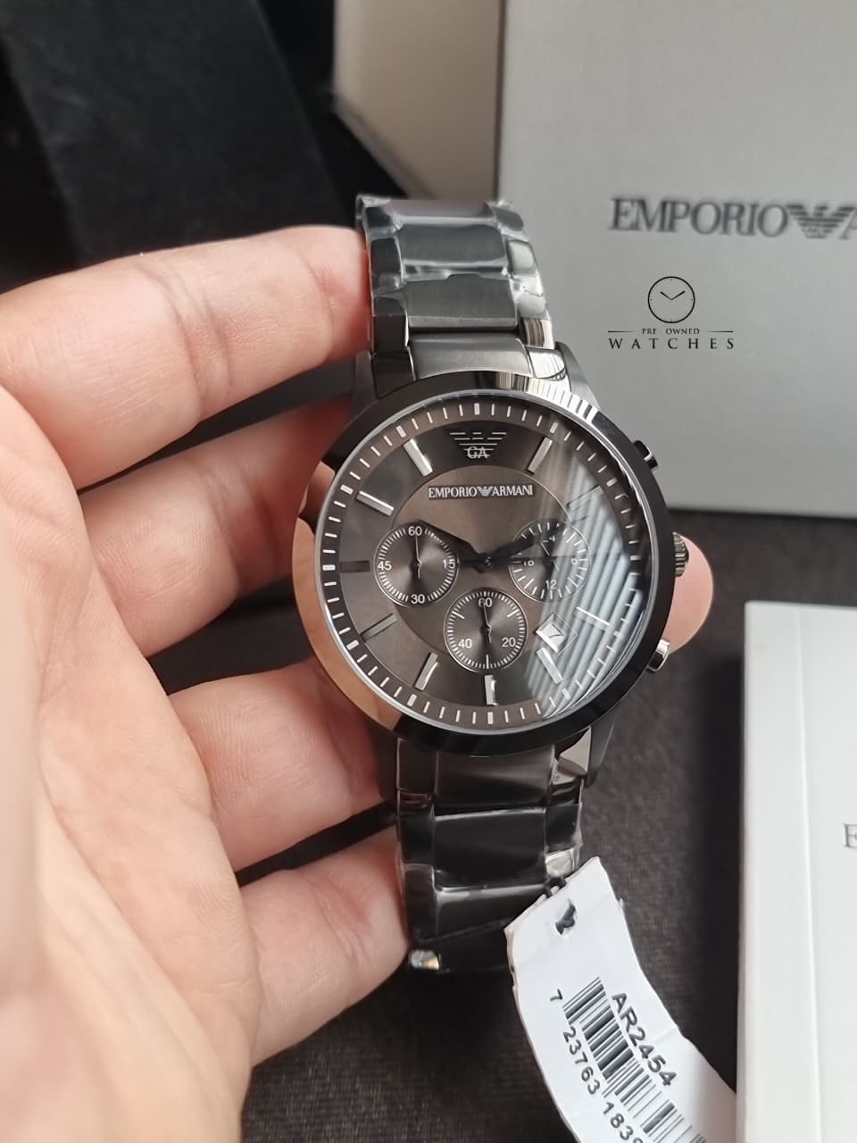 Emporio Armani Men’s Quartz Stainless Steel Grey Dial 43mm Watch AR2454