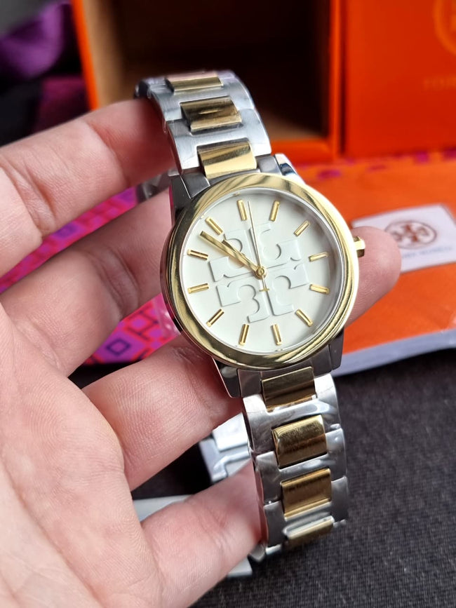 Tory Burch Gigi Stainless Steel Watch Two-Tone Silver/Gold One Size, Two-Tone Silver/Gold, One Size, Gigi Stainless Steel Watch Hover Image