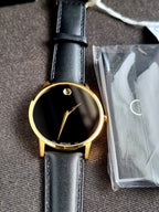 Movado Men’s Quartz Swiss Made Leather Strap Black Dial 40mm Watch 0607271