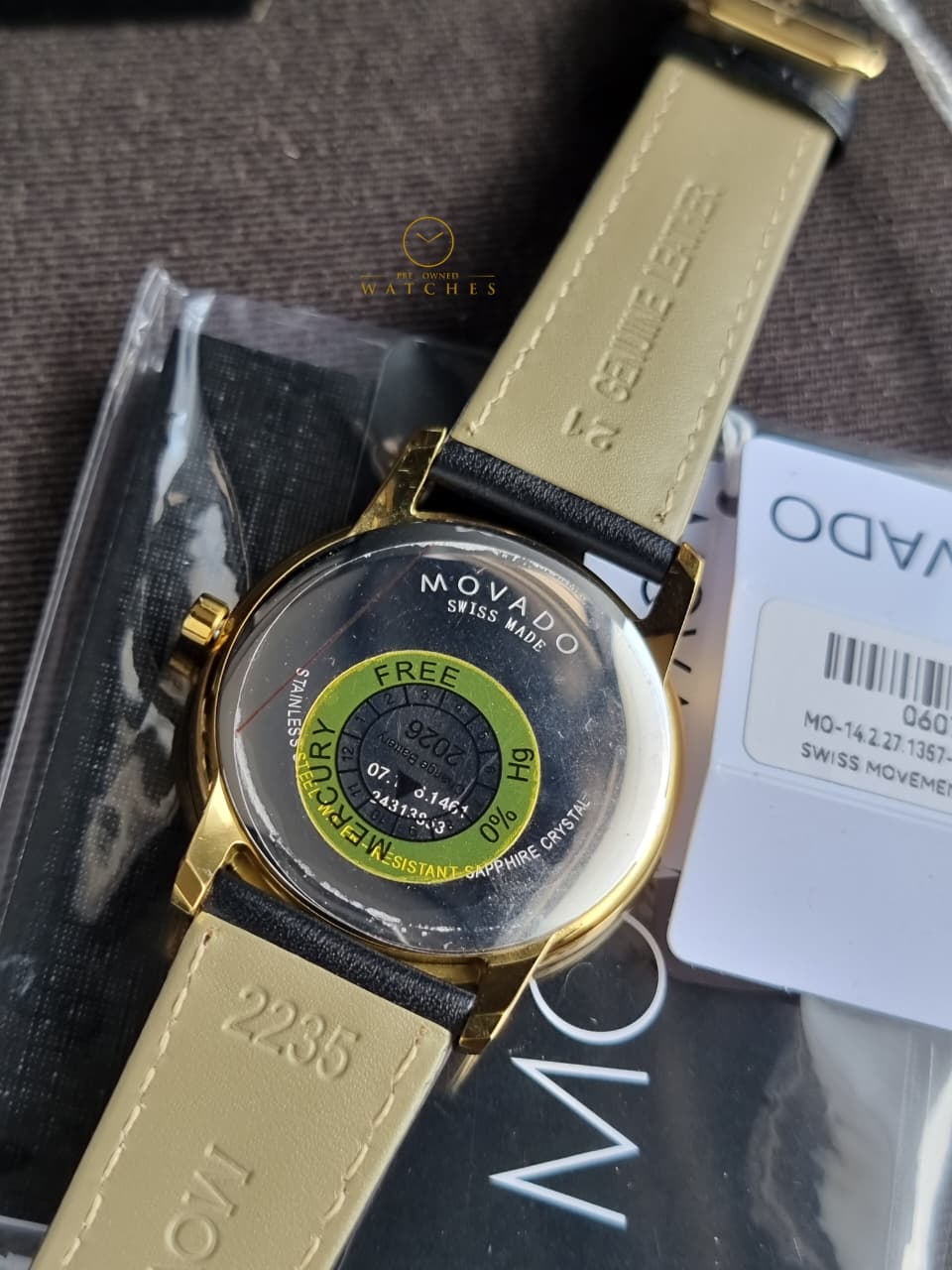 Movado Men’s Quartz Swiss Made Leather Strap Black Dial 40mm Watch 0607271