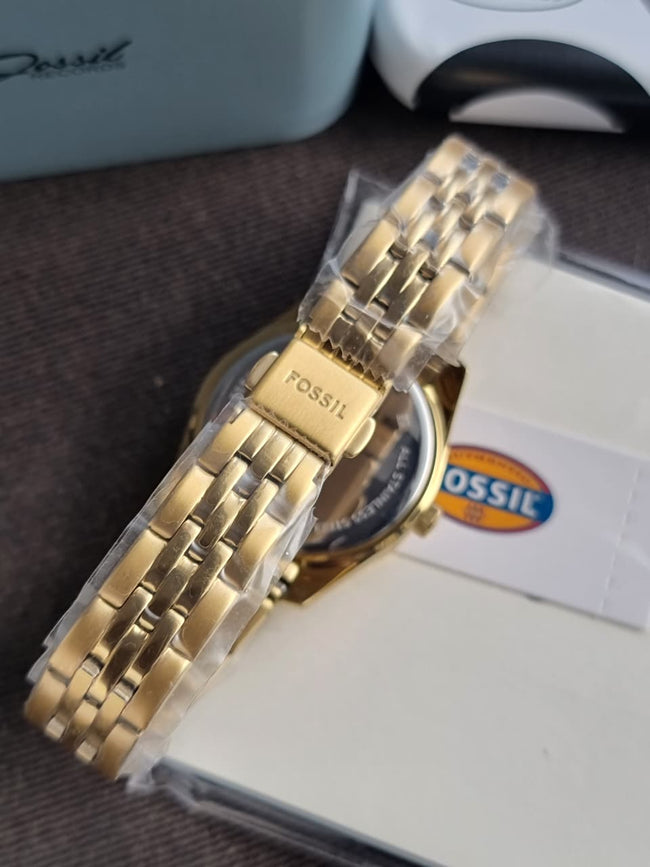 Fossil Scarlette Three-Hand Date Gold-Tone Stainless Steel Watch ES5338 Main Image