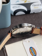 Machine Three-Hand Date Brown Leather Watch FS5900