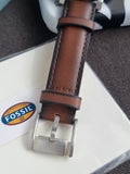 Fossil Men’s Chronograph Quartz Brown Leather Strap Olive Green Dial 43mm Watch BQ2932 (Without Tag)
