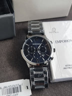 Emporio Armani Men’s Chronograph Quartz Stainless Steel Blue Dial 43mm Watch AR11348