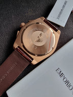 Emporio Armani Men’s Quartz Brown Leather Strap Blue Dial 43mm Watch AR11563