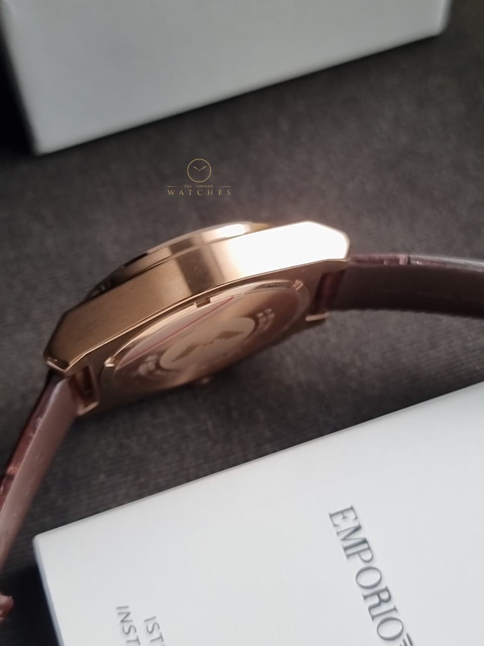 Emporio Armani Men’s Quartz Brown Leather Strap Blue Dial 43mm Watch AR11563