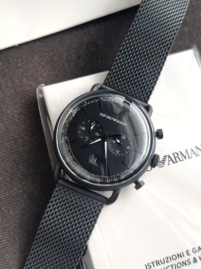 Emporio Armani Aviator Chronograph Quartz Black Dial Men's Watch AR11264 Hover Image