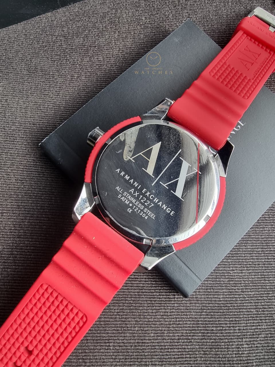 Armani Exchange Men’s Silicone Strap Black Dial 47mm Watch AX1227