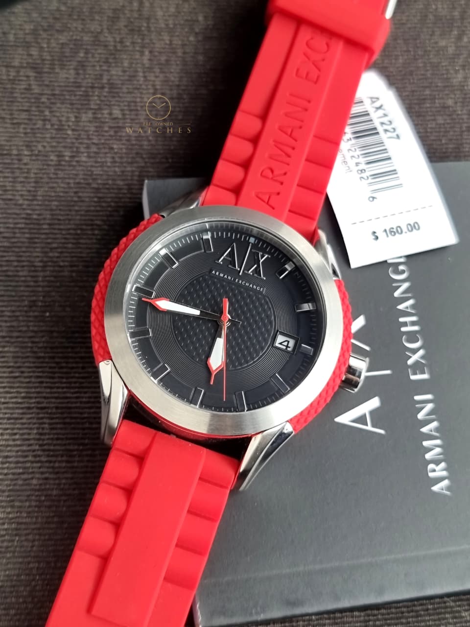 Armani Exchange Men’s Silicone Strap Black Dial 47mm Watch AX1227