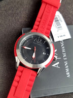 Armani Exchange Men’s Silicone Strap Black Dial 47mm Watch AX1227