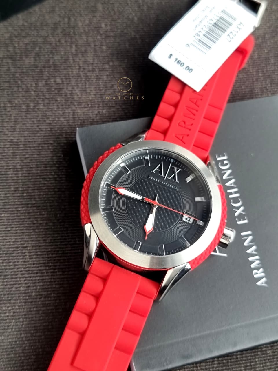 Armani Exchange Men’s Silicone Strap Black Dial 47mm Watch AX1227