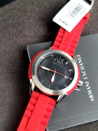 Armani Exchange Men’s Silicone Strap Black Dial 47mm Watch AX1227